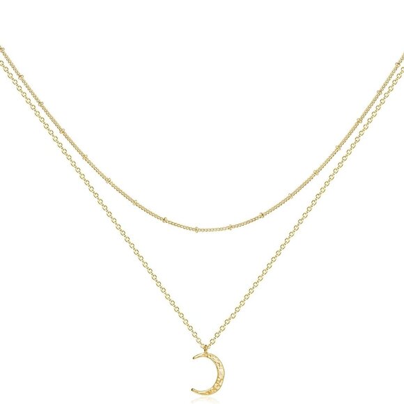 Jewelry - Gold Pendant Necklace Choker 14K Gold Plated Moon Phase Jewelry for Women
